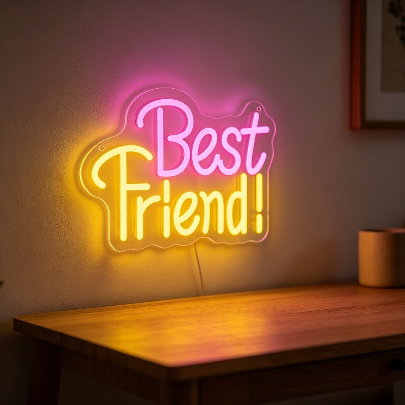 Bedroom Lighting Decor Ideas - Neonowy znak świetlny Najlepszy Przyjaciel, ściemnialny