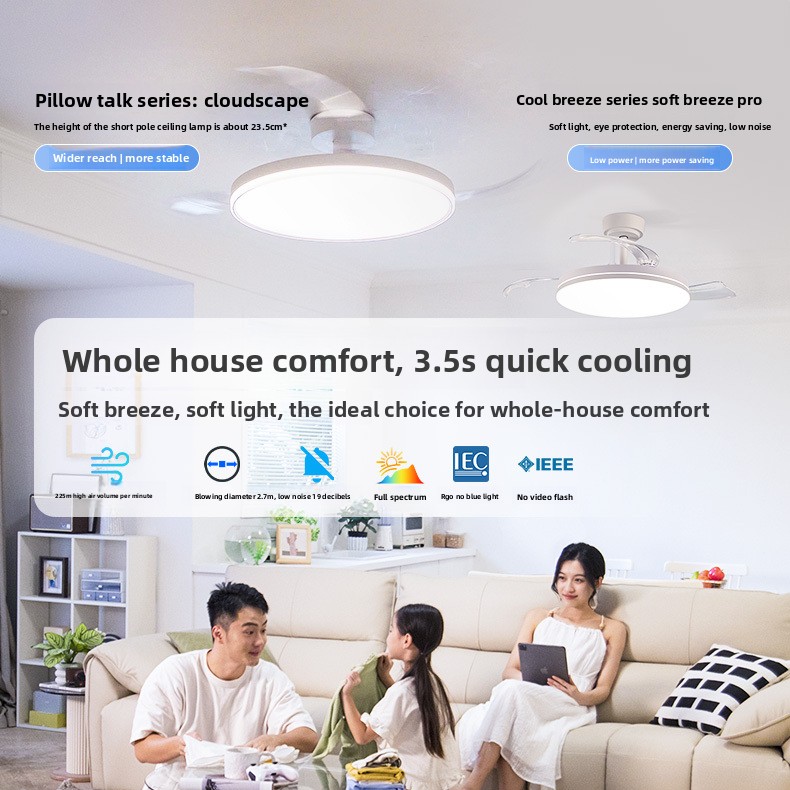 Decor Lighting Ceiling Fans - Prosty wentylator sufitowy z oświetleniem, żyrandol