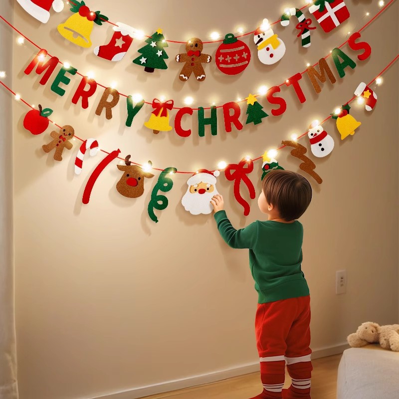 Pendant Lighting Christmas Decor - Świąteczna flaga dekoracyjna z oświetleniem LED,