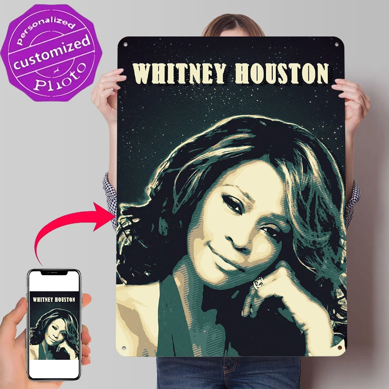 Lighting Decor Houston - Whitney Houston - Metalowy Plakat 3D,