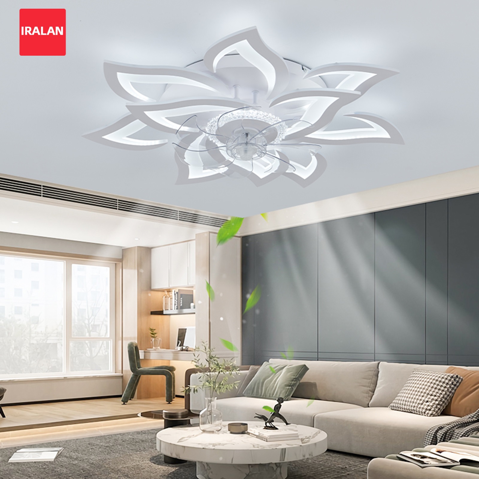 Decor Lighting Ceiling Fans - Wentylator sufitowy z kwiatami i oświetleniem,