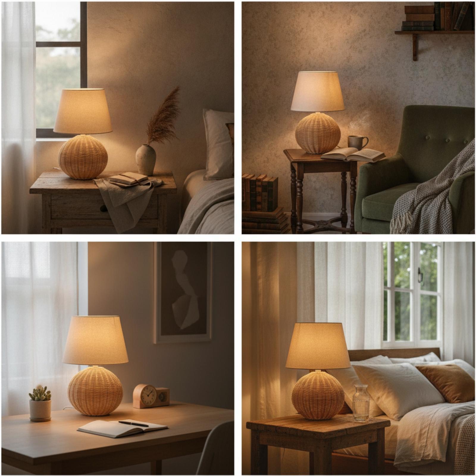 Lampka nocna z rattanową podst – Lighting Decor For Room recenzja i cena