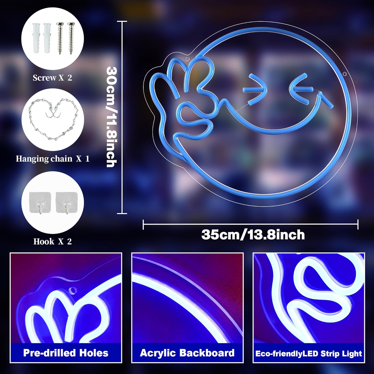 Emoji Uśmiech OK Neonowy Znak  – Ok Lighting Decor recenzja i cena