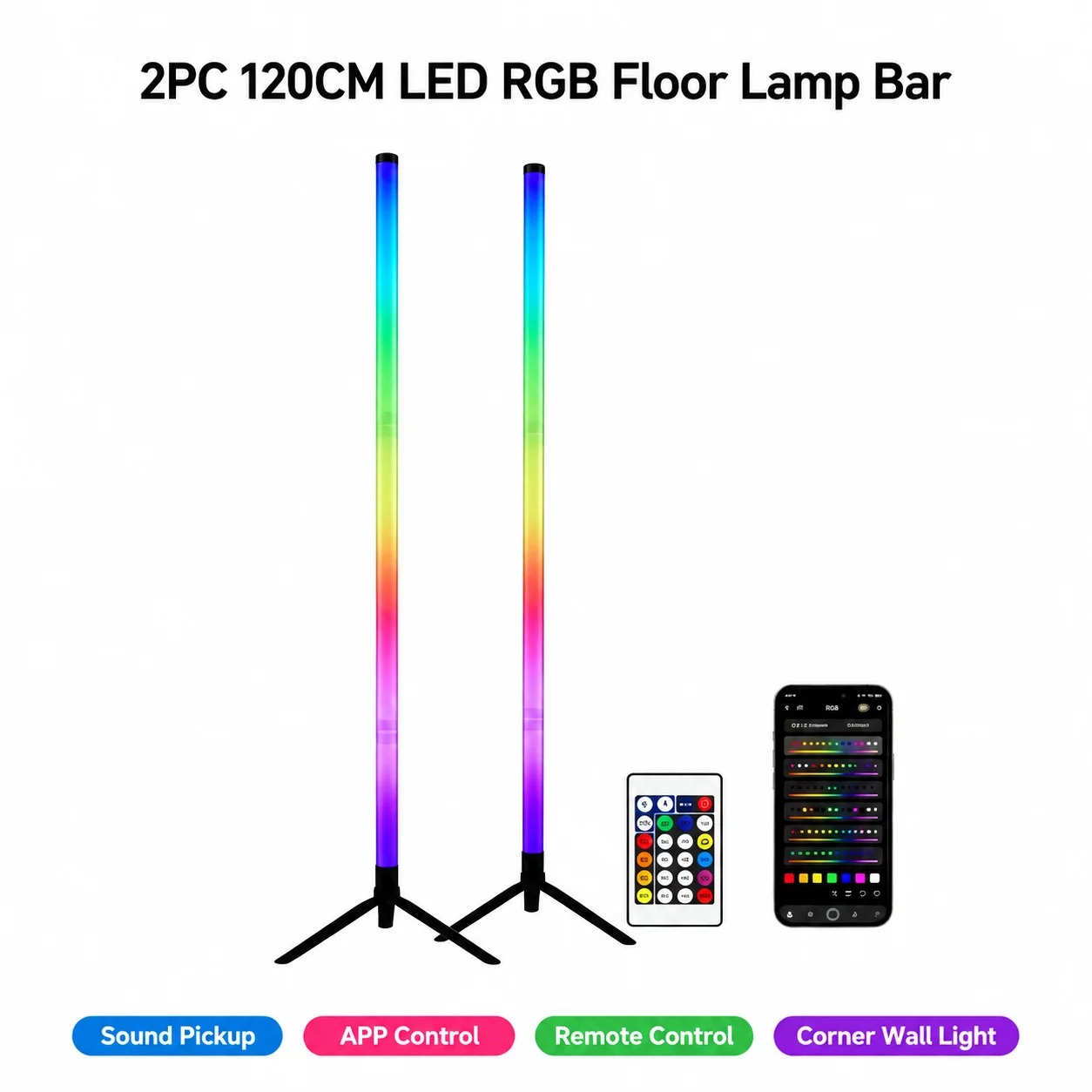 2 SZT. Lampa podłogowa RGB 120 – Lighting Decor For Room recenzja i cena