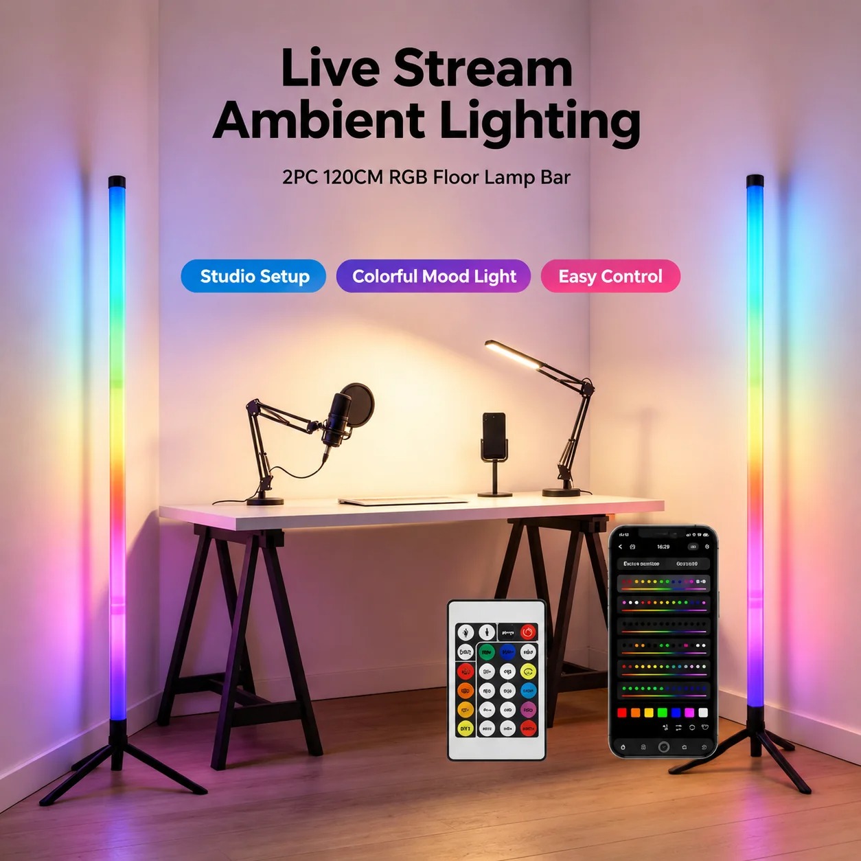 2 SZT. Lampa podłogowa RGB 120 – Lighting Decor For Room recenzja i cena
